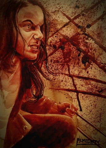 RYAN ALMIGHTY : ORIGINAL HUMAN BLOOD PAINTING : LAURA KINNEY from the film LOGAN