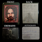 Charlie / Charles Manson human blood ash / cremains print with COA by Ryan Almighty with autograph / signature