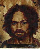 First Charles Manson human blood painting that included Manson's cremated remains. The original is displayed at Zak Bagans Haunted Museum in Las Vegas